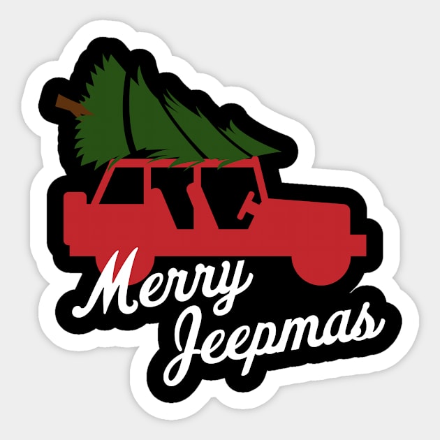 Merry Jeepmas! Red Sticker by Fresh Fly Threads